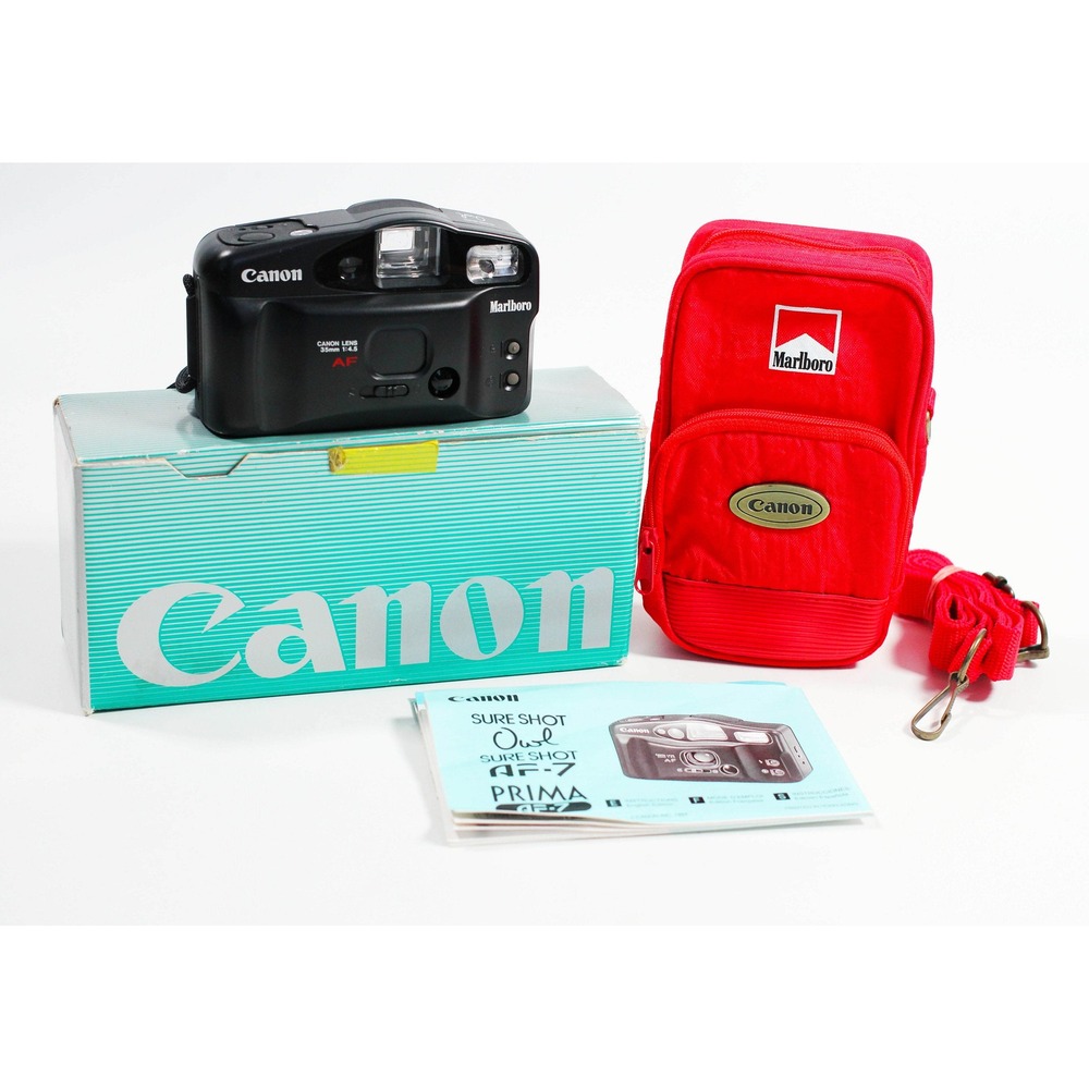 Vtg Canon Sure Shot Owl Marlboro‎ NOS Tested 35mm Film Point & Shoot Camera